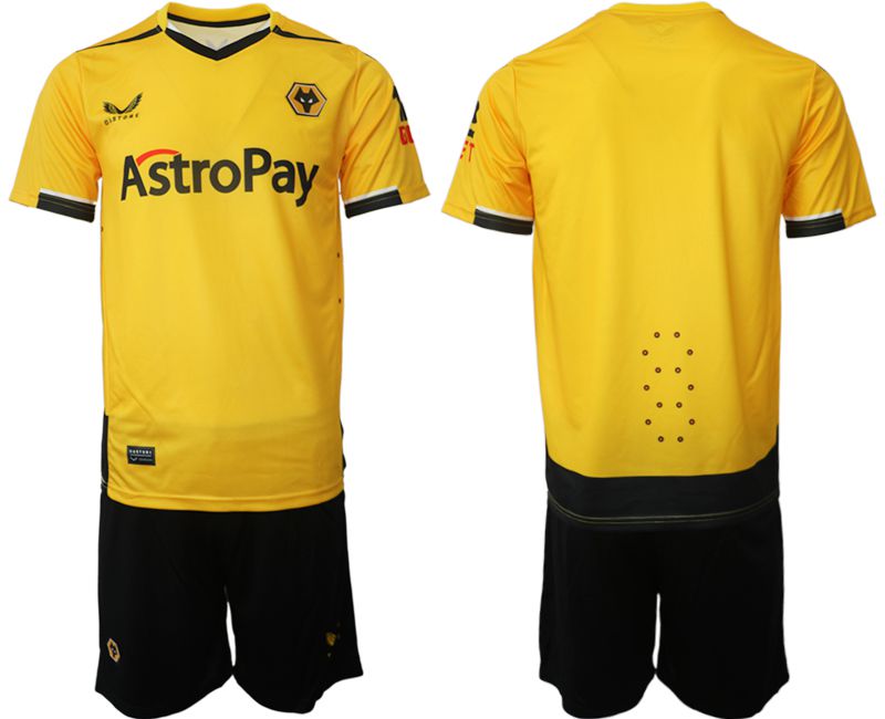 Men 2022-2023 Club Wolverhampton Wanderers home yellow blank Soccer Jersey